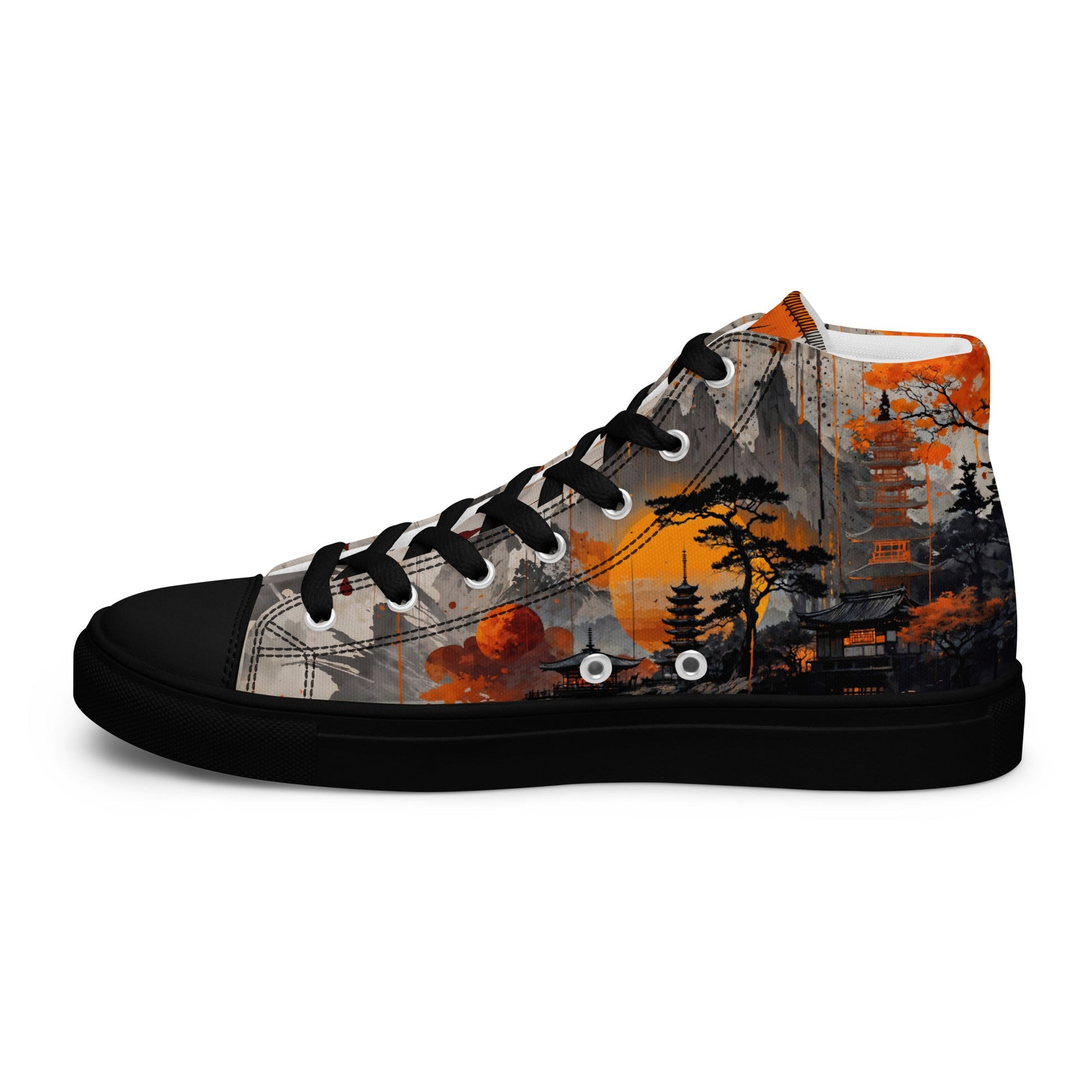 Zen Horizon High-Top Canvas Sneakers – Japanese Art-Inspired Footwear - Shoes
