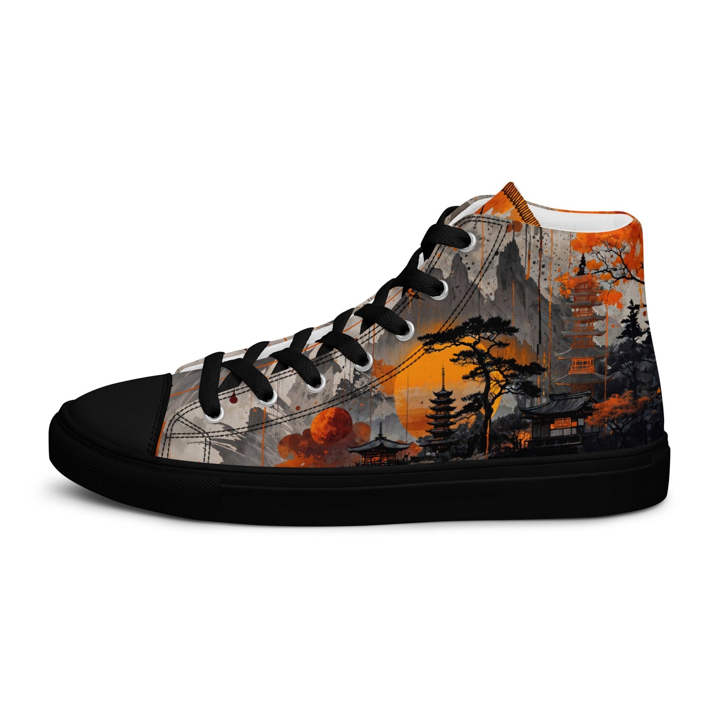 Zen Horizon High-Top Canvas Sneakers – Japanese Art-Inspired Footwear - Shoes