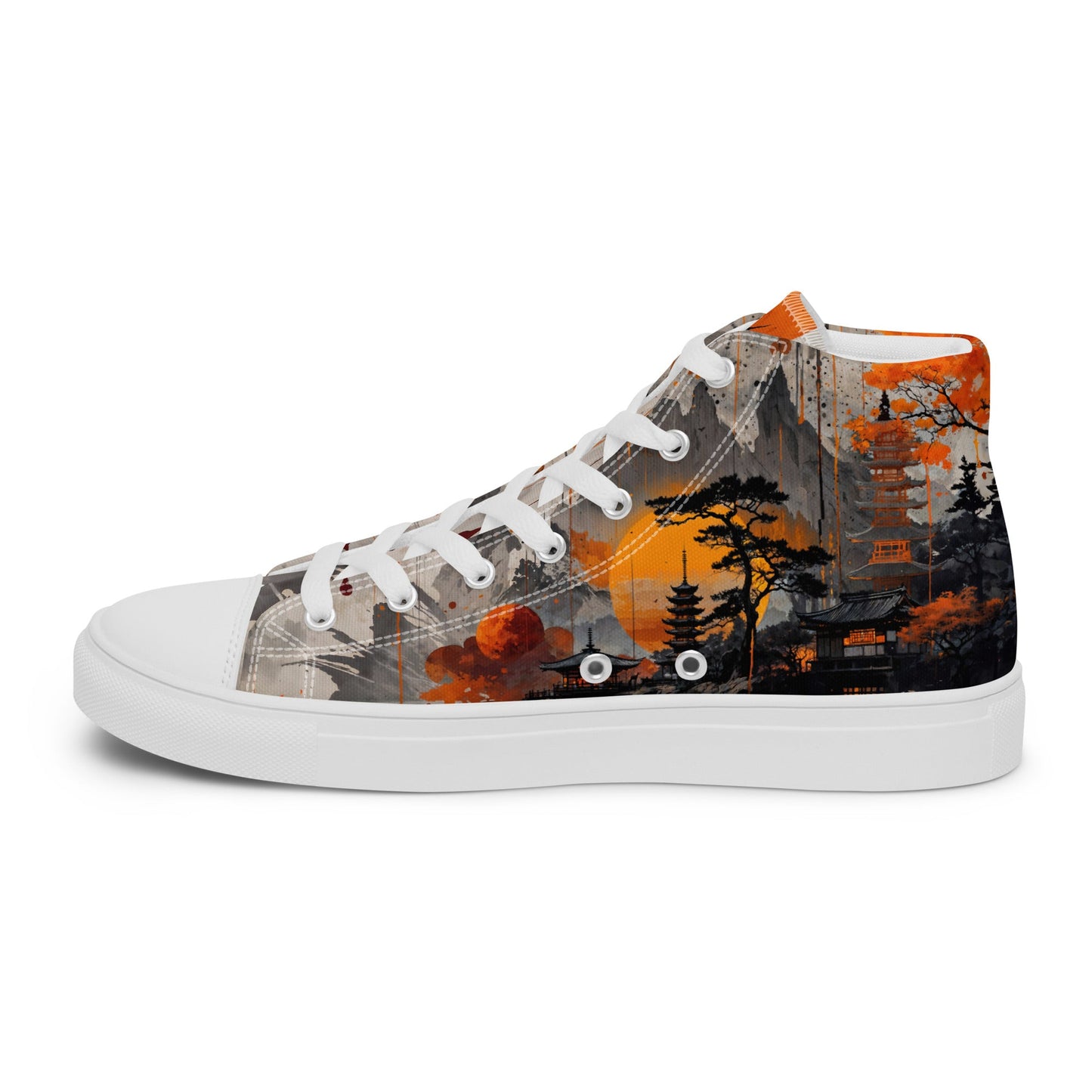 Zen Horizon High-Top Canvas Sneakers – Japanese Art-Inspired Footwear - Shoes
