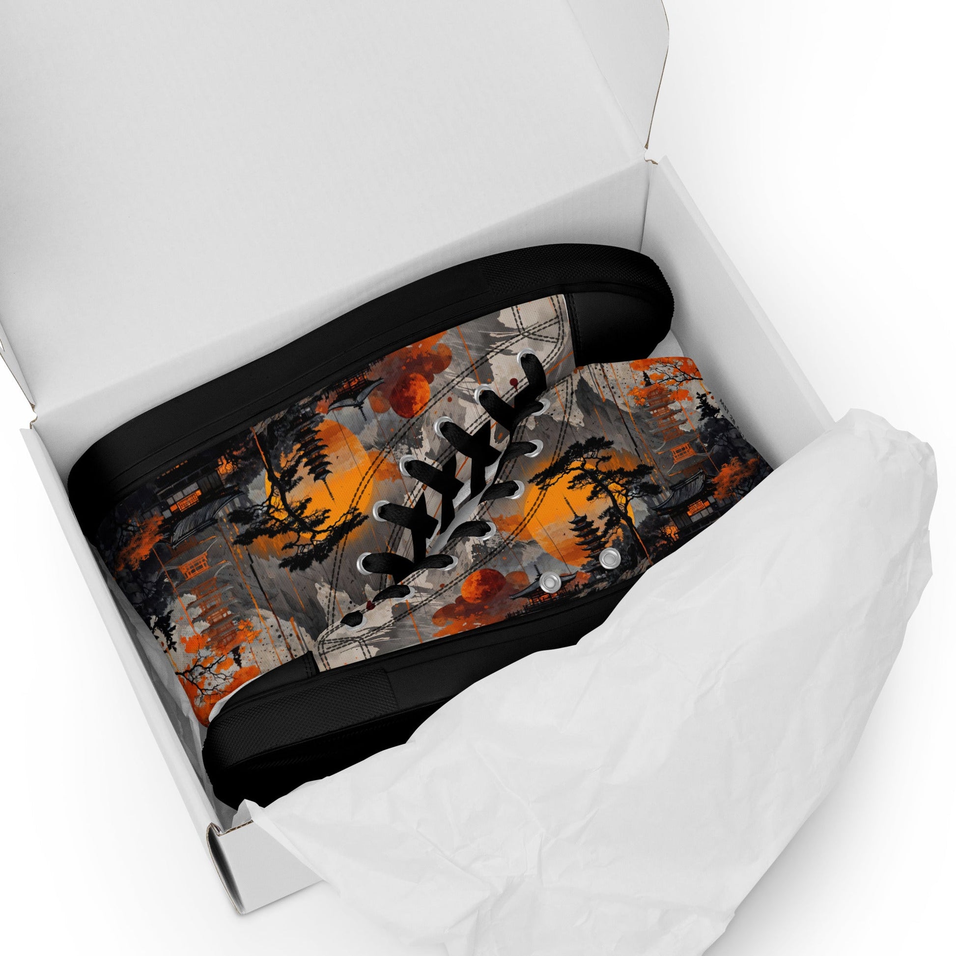 Zen Horizon High-Top Canvas Sneakers – Japanese Art-Inspired Footwear - Shoes