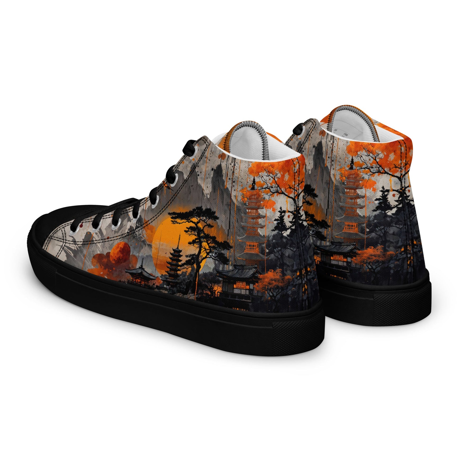 Zen Horizon High-Top Canvas Sneakers – Japanese Art-Inspired Footwear - Shoes