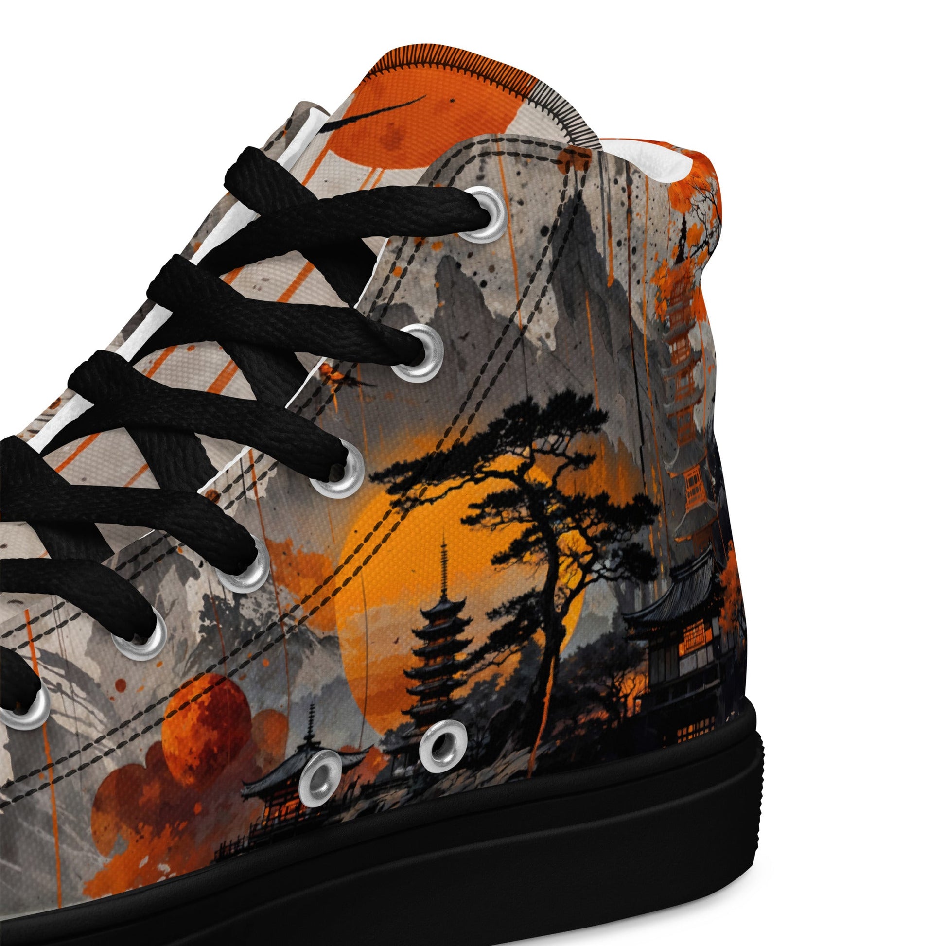 Zen Horizon High-Top Canvas Sneakers – Japanese Art-Inspired Footwear - Shoes
