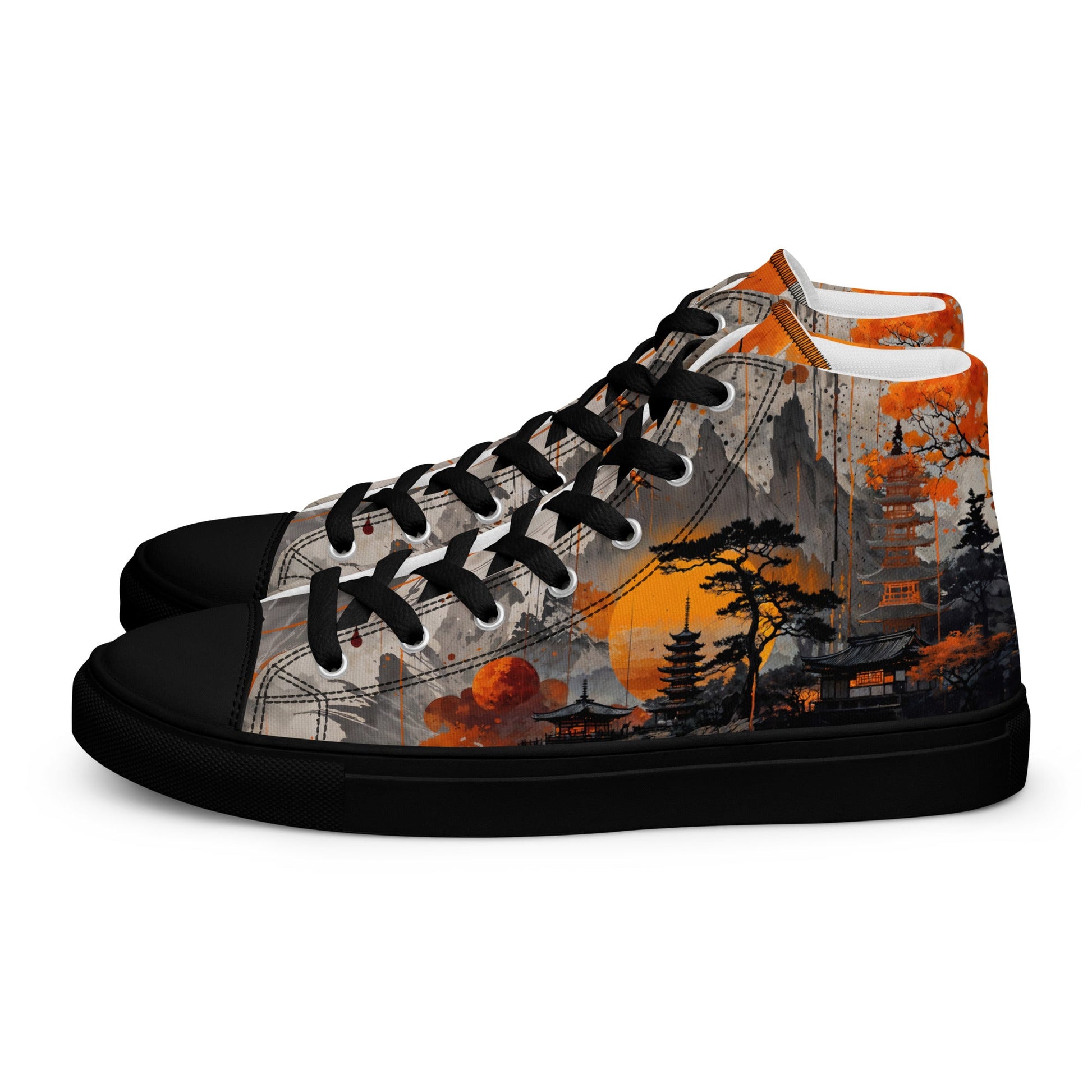 Zen Horizon High-Top Canvas Sneakers – Japanese Art-Inspired Footwear - Shoes