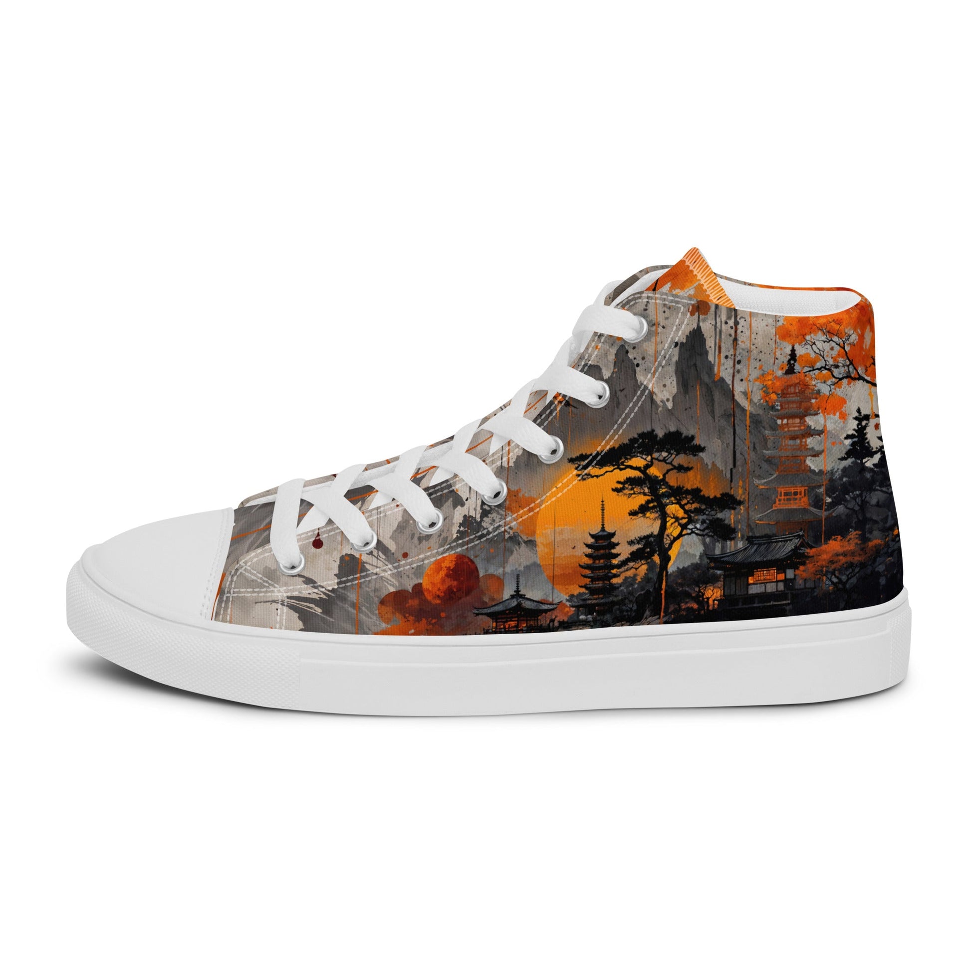 Zen Horizon High-Top Canvas Sneakers – Japanese Art-Inspired Footwear - Shoes