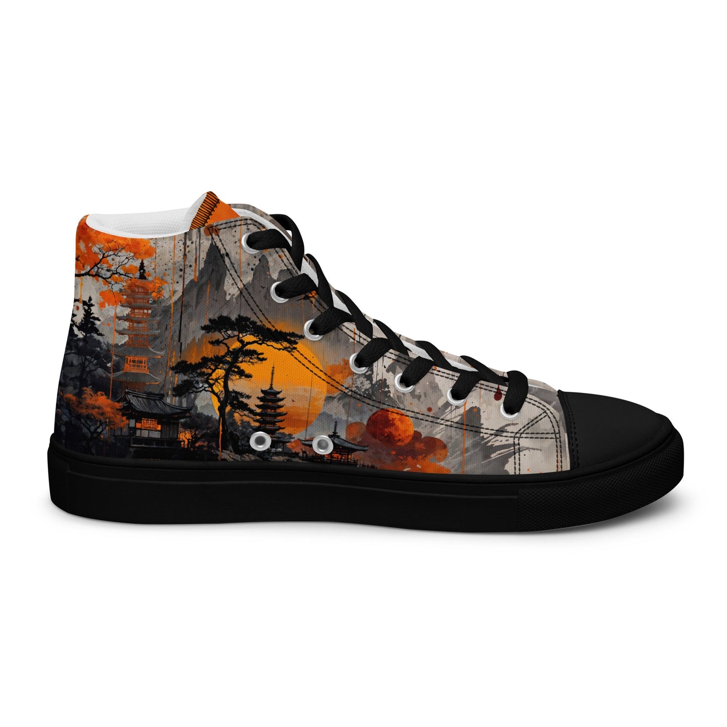 Zen Horizon High-Top Canvas Sneakers – Japanese Art-Inspired Footwear - Shoes