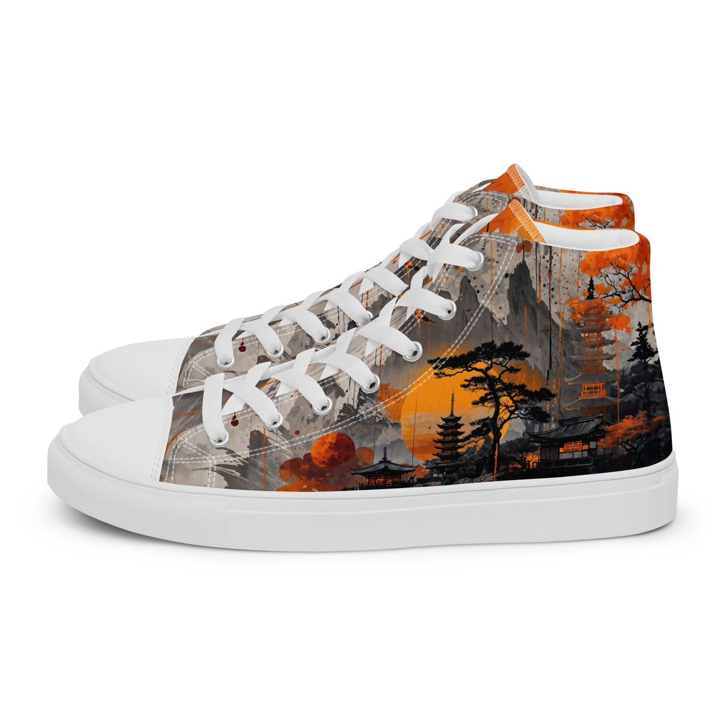 Zen Horizon High-Top Canvas Sneakers – Japanese Art-Inspired Footwear - Shoes