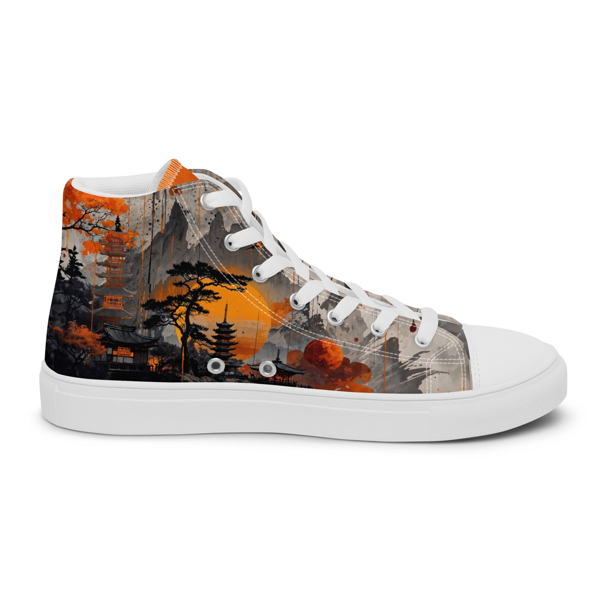 Zen Horizon High-Top Canvas Sneakers – Japanese Art-Inspired Footwear - Shoes