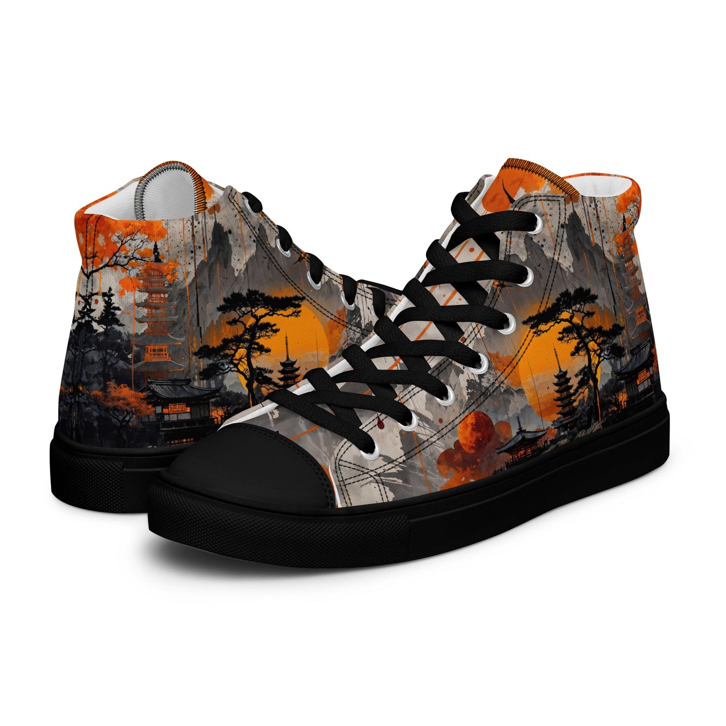 Zen Horizon High-Top Canvas Sneakers – Japanese Art-Inspired Footwear - Shoes