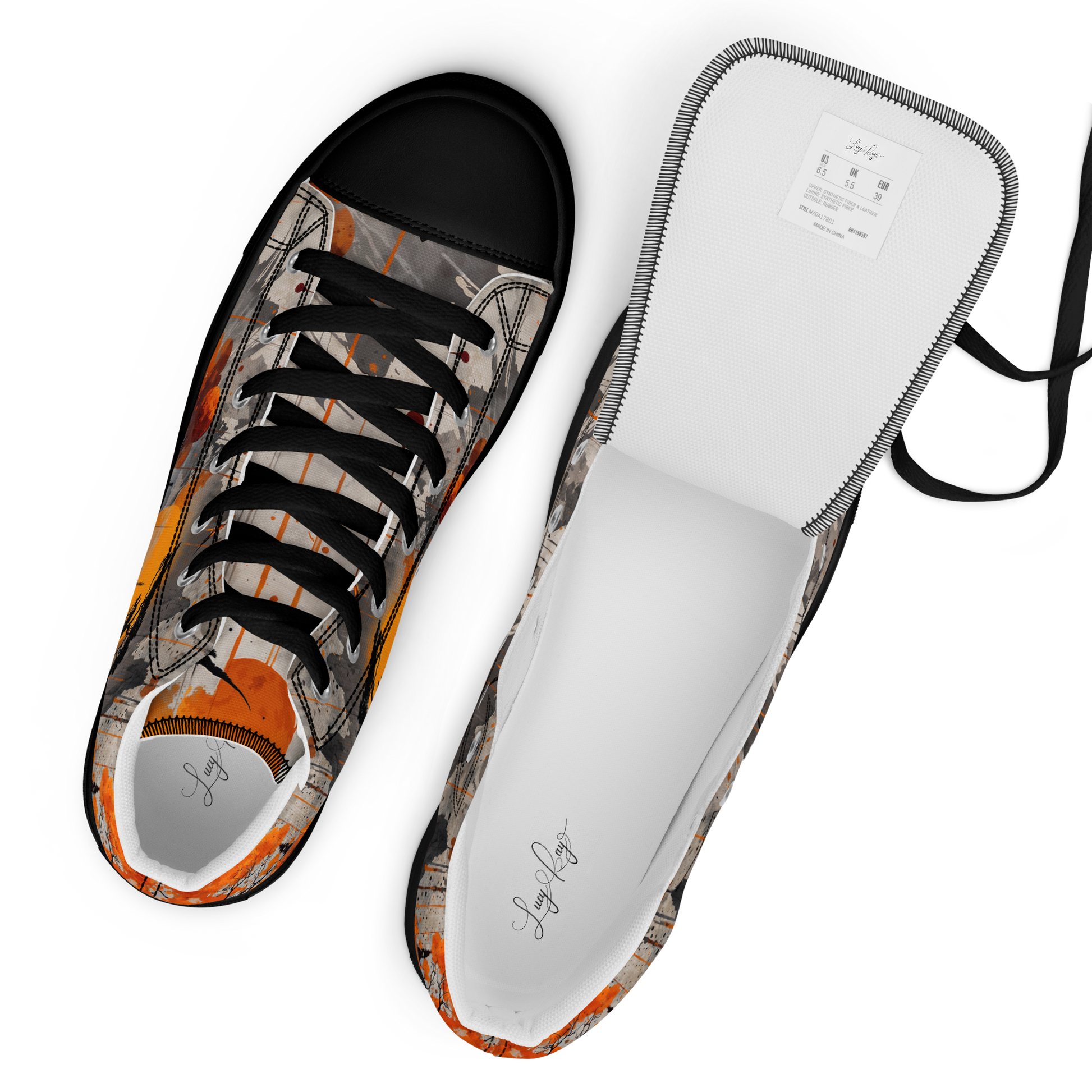 Zen Horizon High-Top Canvas Sneakers – Japanese Art-Inspired Footwear - Shoes