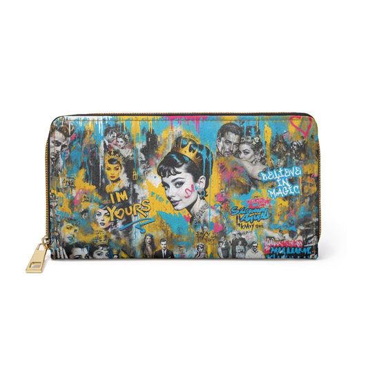 Zipper Wallet - Audrey Hepburn Portait Graffiti Pop Art - One size / White - Accessories