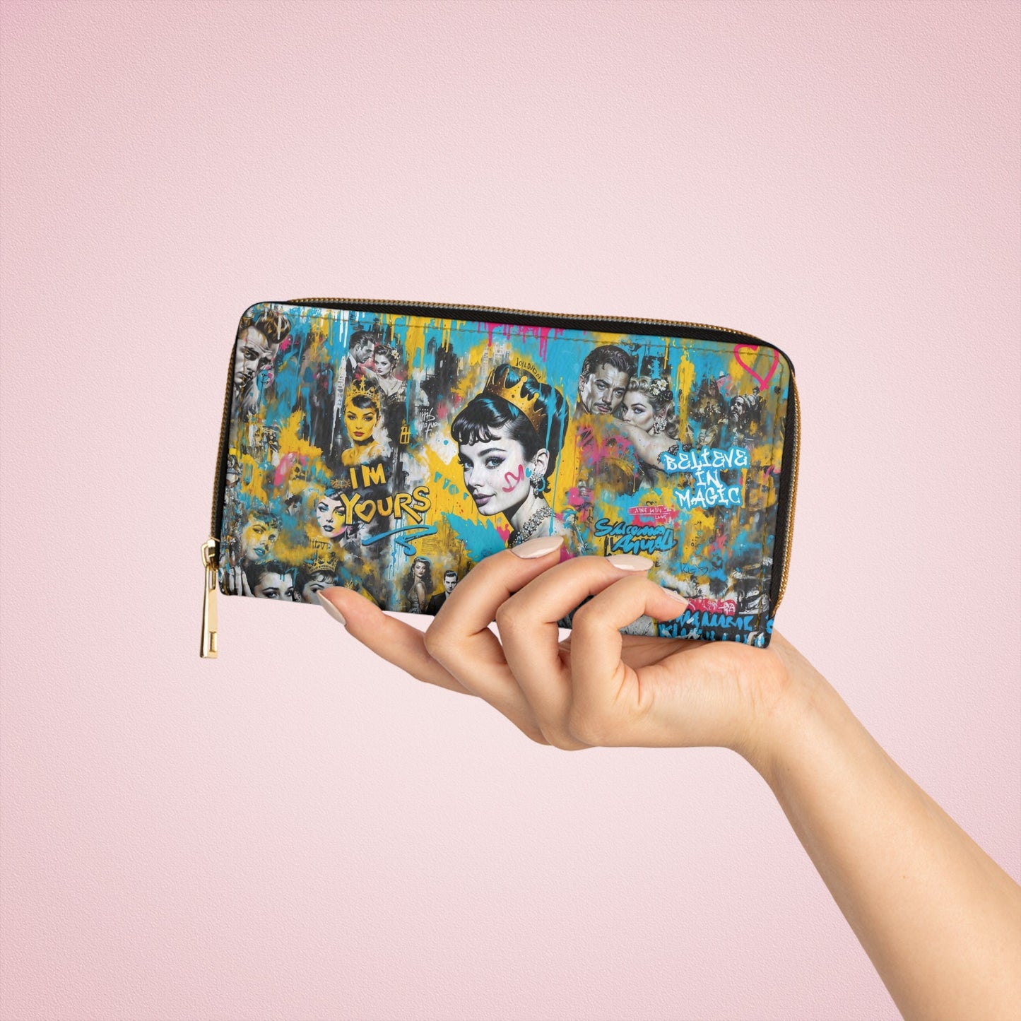 Zipper Wallet - Audrey Hepburn Portait Graffiti Pop Art - One size / White - Accessories