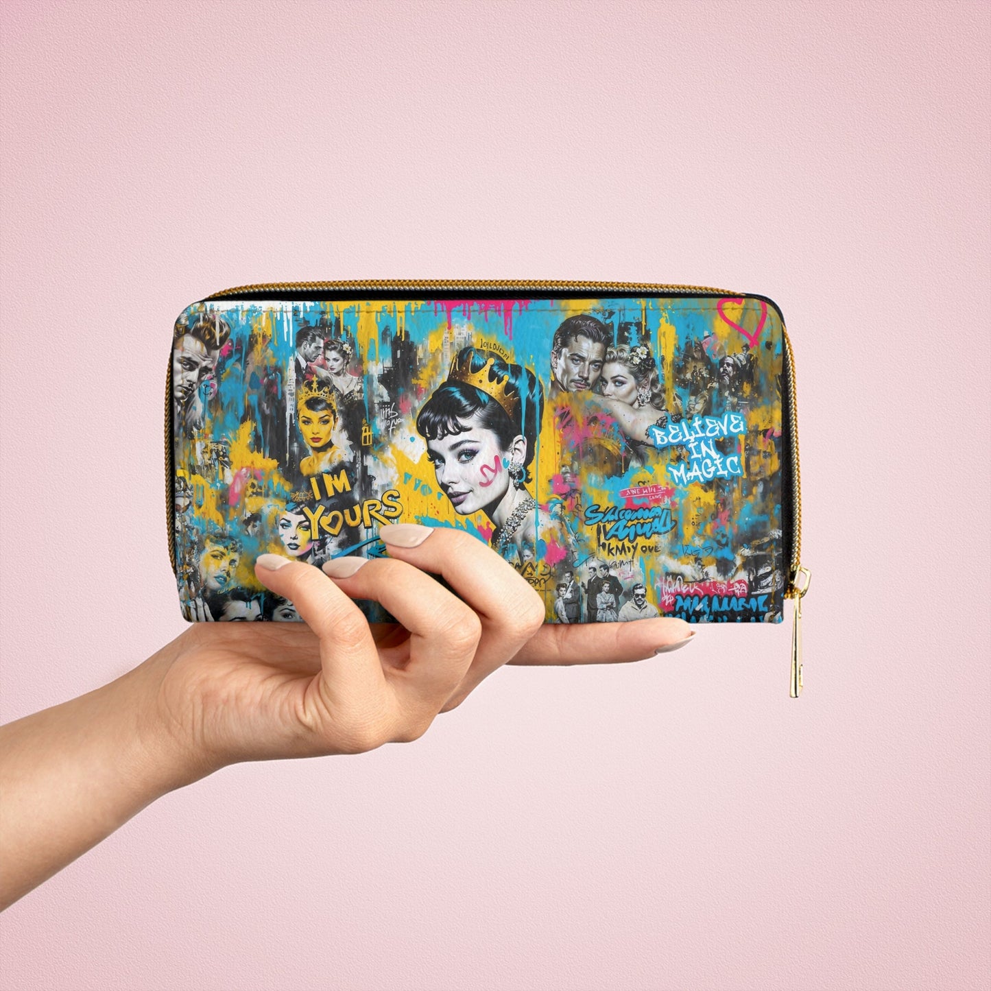 Zipper Wallet - Audrey Hepburn Portait Graffiti Pop Art - One size / White - Accessories