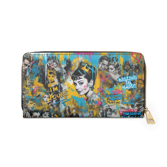 Zipper Wallet - Audrey Hepburn Portait Graffiti Pop Art - One size / White - Accessories