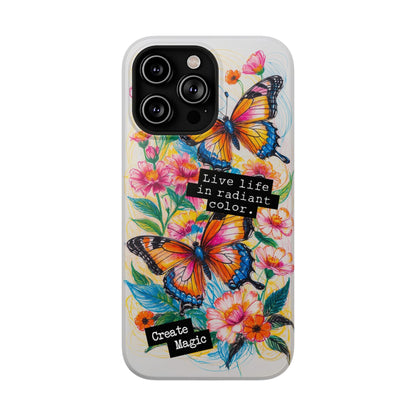 iPhone Cases - Colorful Butterfly and Flower Sketch - Impact-Resistant Cases