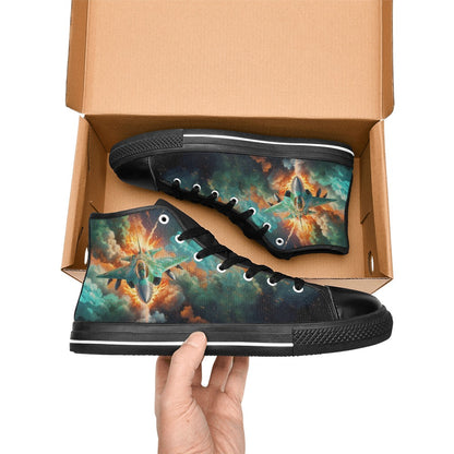 Fighter Jet High-Top Canvas Shoes for Big Kids!