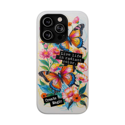 iPhone Cases - Colorful Butterfly and Flower Sketch - Impact-Resistant Cases