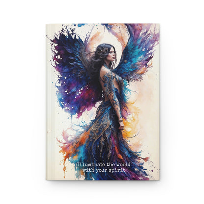 Hardcover Journal Matte - Angel Woman Watercolor Portrait , Artistic Notebook,  A5