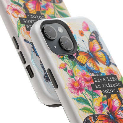 iPhone Cases - Colorful Butterfly and Flower Sketch - Impact-Resistant Cases