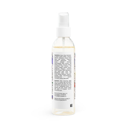 Bottle of skincare product with label on a white background