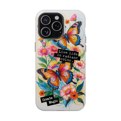 iPhone Cases - Colorful Butterfly and Flower Sketch - Impact-Resistant Cases