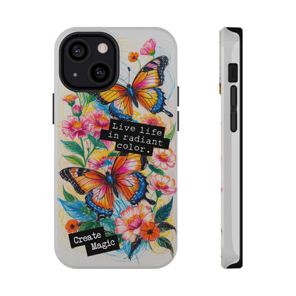 iPhone Cases - Colorful Butterfly and Flower Sketch - Impact-Resistant Cases