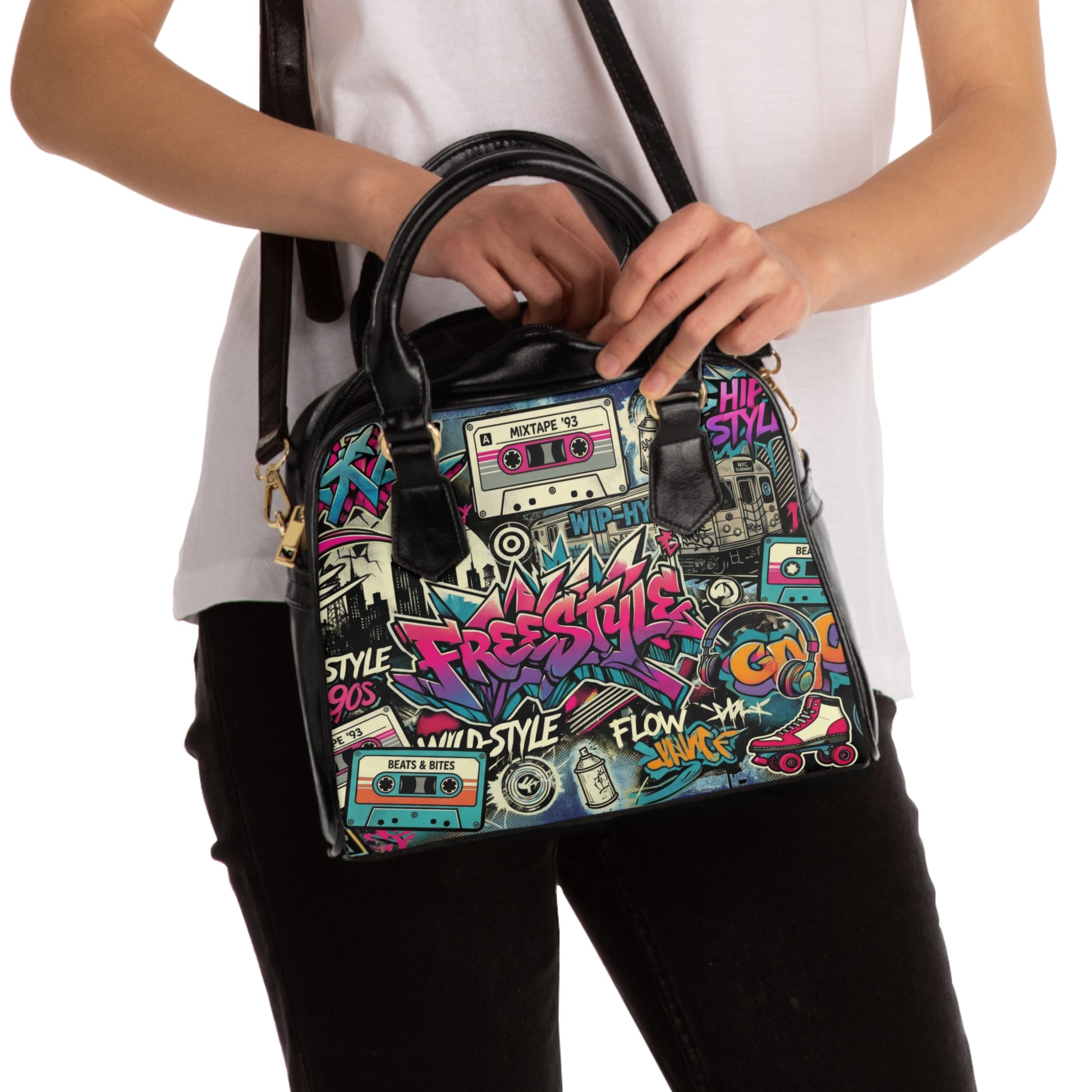 Graffiti Handbag – 90s Retro Cassette Street Art Purse - LucyKay store
