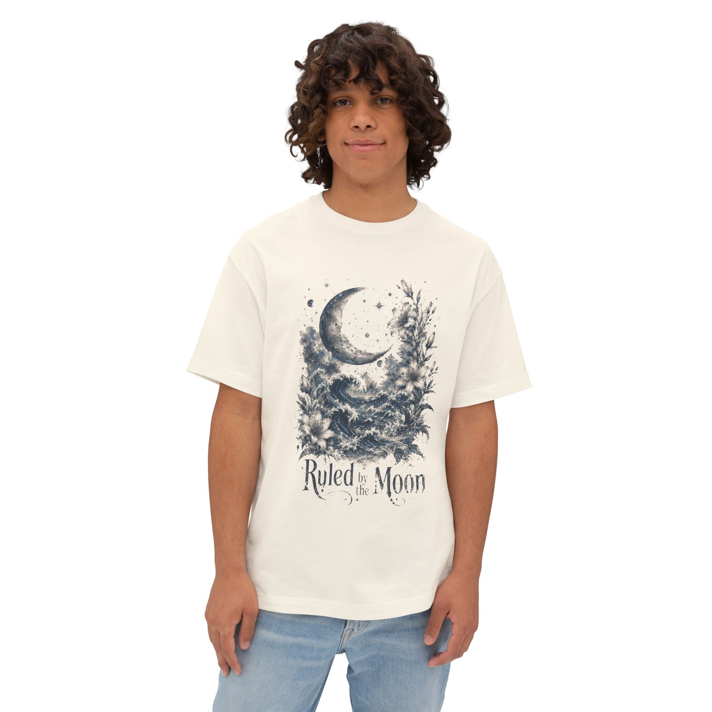 Oversized Moon Graphic Tee – Celestial Forest Shirt
