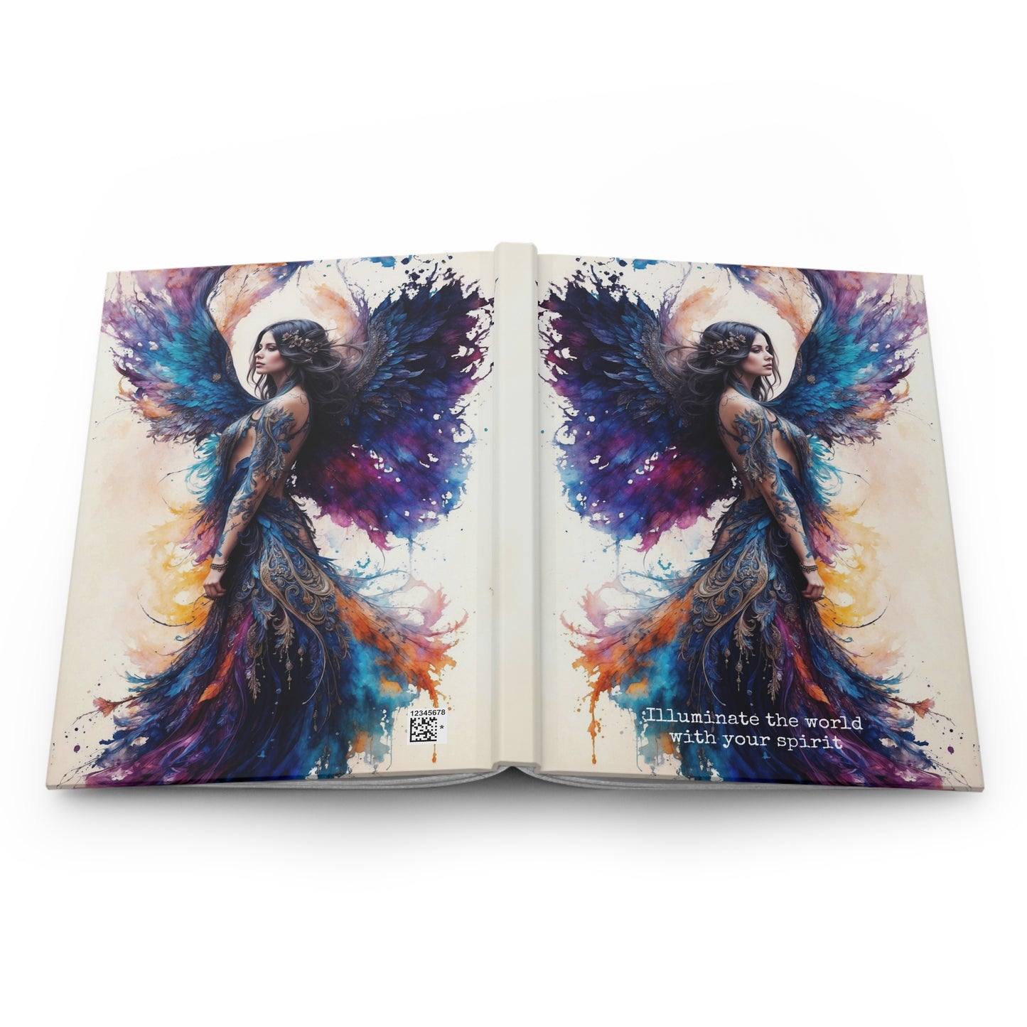 Hardcover Journal Matte - Angel Woman Watercolor Portrait , Artistic Notebook,  A5