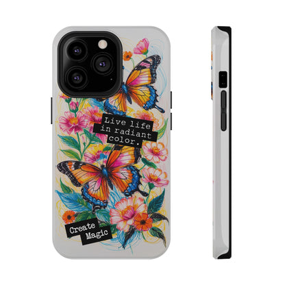 iPhone Cases - Colorful Butterfly and Flower Sketch - Impact-Resistant Cases