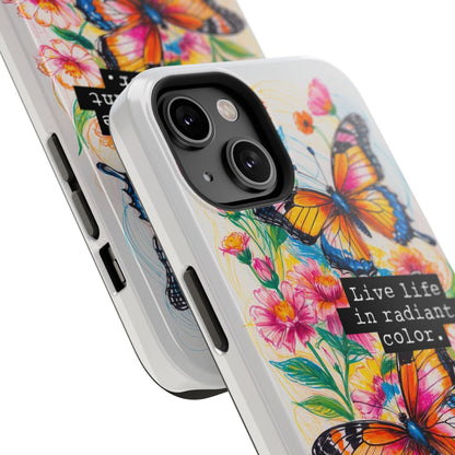 iPhone Cases - Colorful Butterfly and Flower Sketch - Impact-Resistant Cases