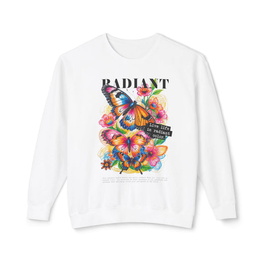 Colorful Floral Butterfly Crewneck Sweatshirt with Positive Quotes