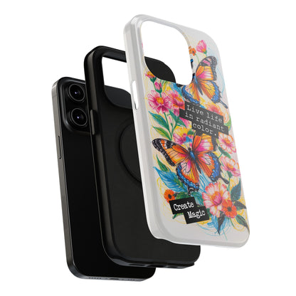 iPhone Cases - Colorful Butterfly and Flower Sketch - Impact-Resistant Cases