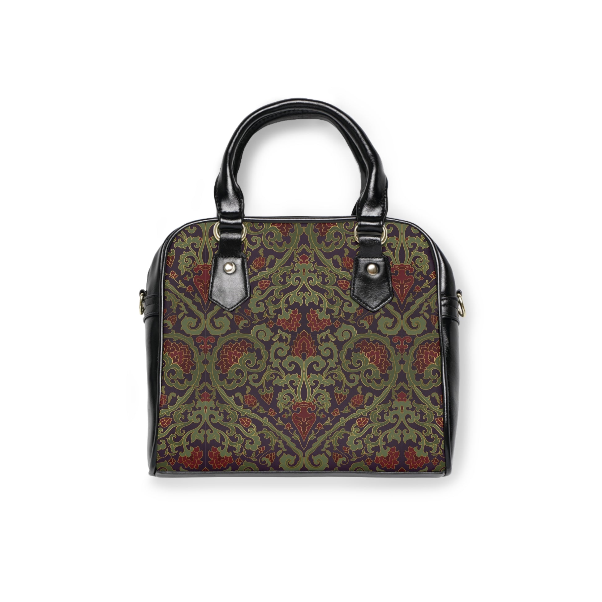 Vintage Damask Handbag – Olive & Rust Tapestry Shoulder Bag - LucyKay store