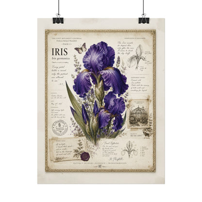 Purple Iris Botanical Illustration Poster