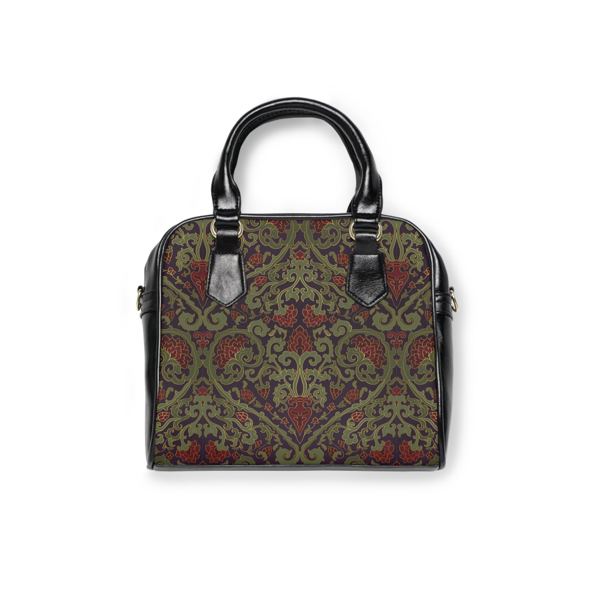 Vintage Damask Handbag – Olive & Rust Tapestry Shoulder Bag - LucyKay store
