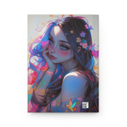 Hardcover Journal Matte - Anime Fantasy Illustration Portrait, Notebook, A5 format