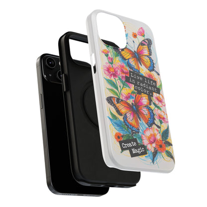 iPhone Cases - Colorful Butterfly and Flower Sketch - Impact-Resistant Cases