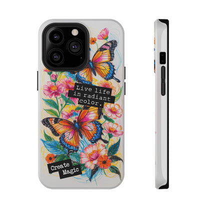 iPhone Cases - Colorful Butterfly and Flower Sketch - Impact-Resistant Cases