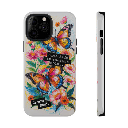 iPhone Cases - Colorful Butterfly and Flower Sketch - Impact-Resistant Cases