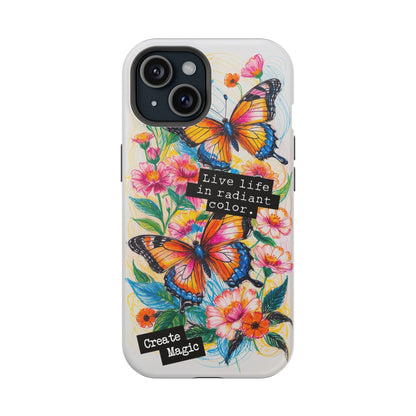 iPhone Cases - Colorful Butterfly and Flower Sketch - Impact-Resistant Cases