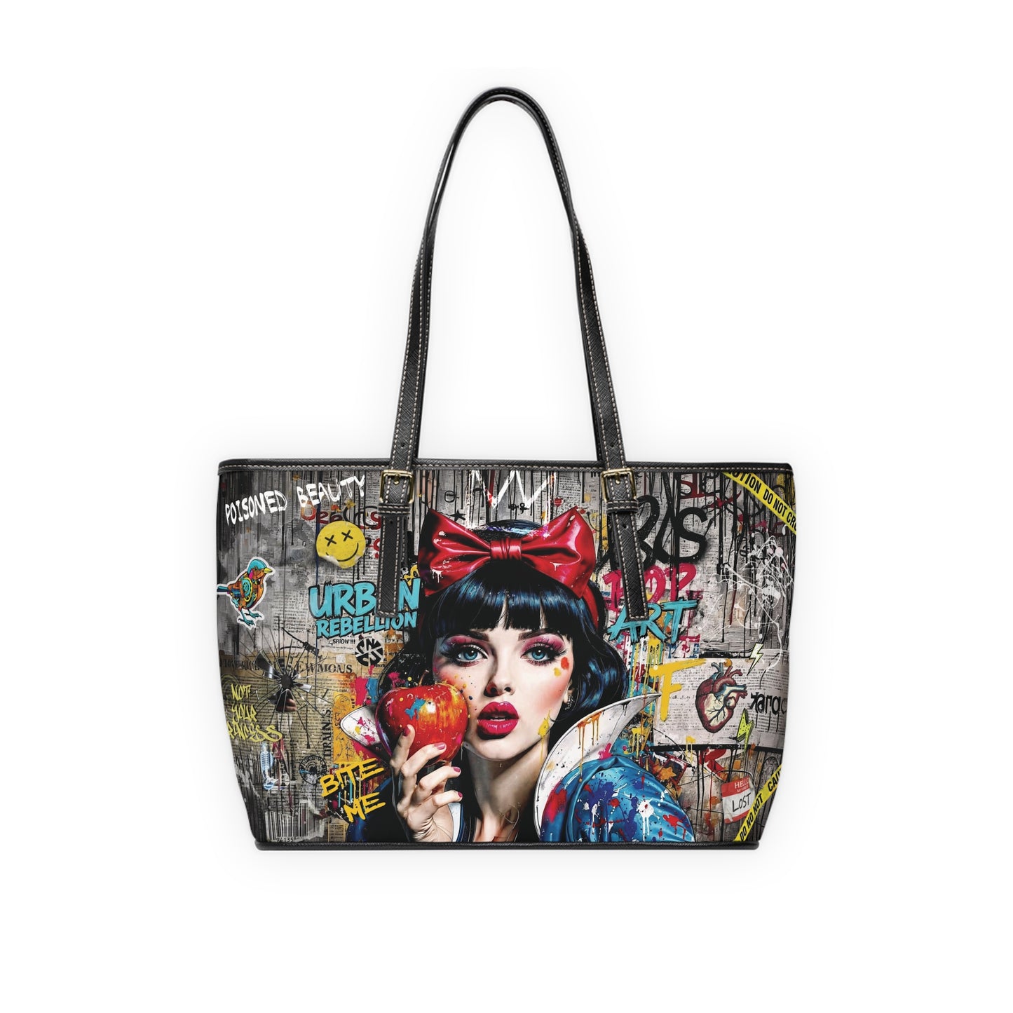 Urban Pop Art PU Shoulder Bag — Graffiti Snow White Illustration