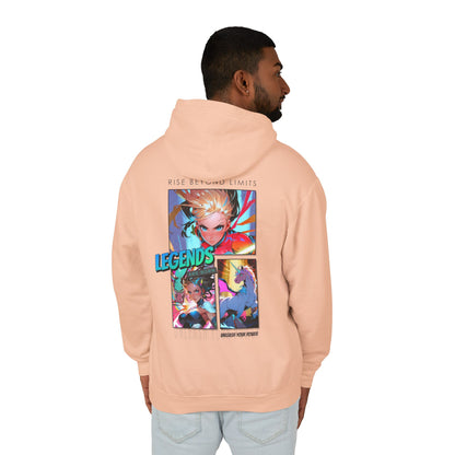 Legends Anime Collage Hoodie — "Rise Beyond Limits" Graphic Sweatshirt