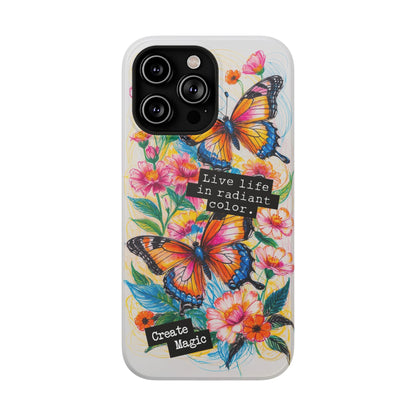 iPhone Cases - Colorful Butterfly and Flower Sketch - Impact-Resistant Cases