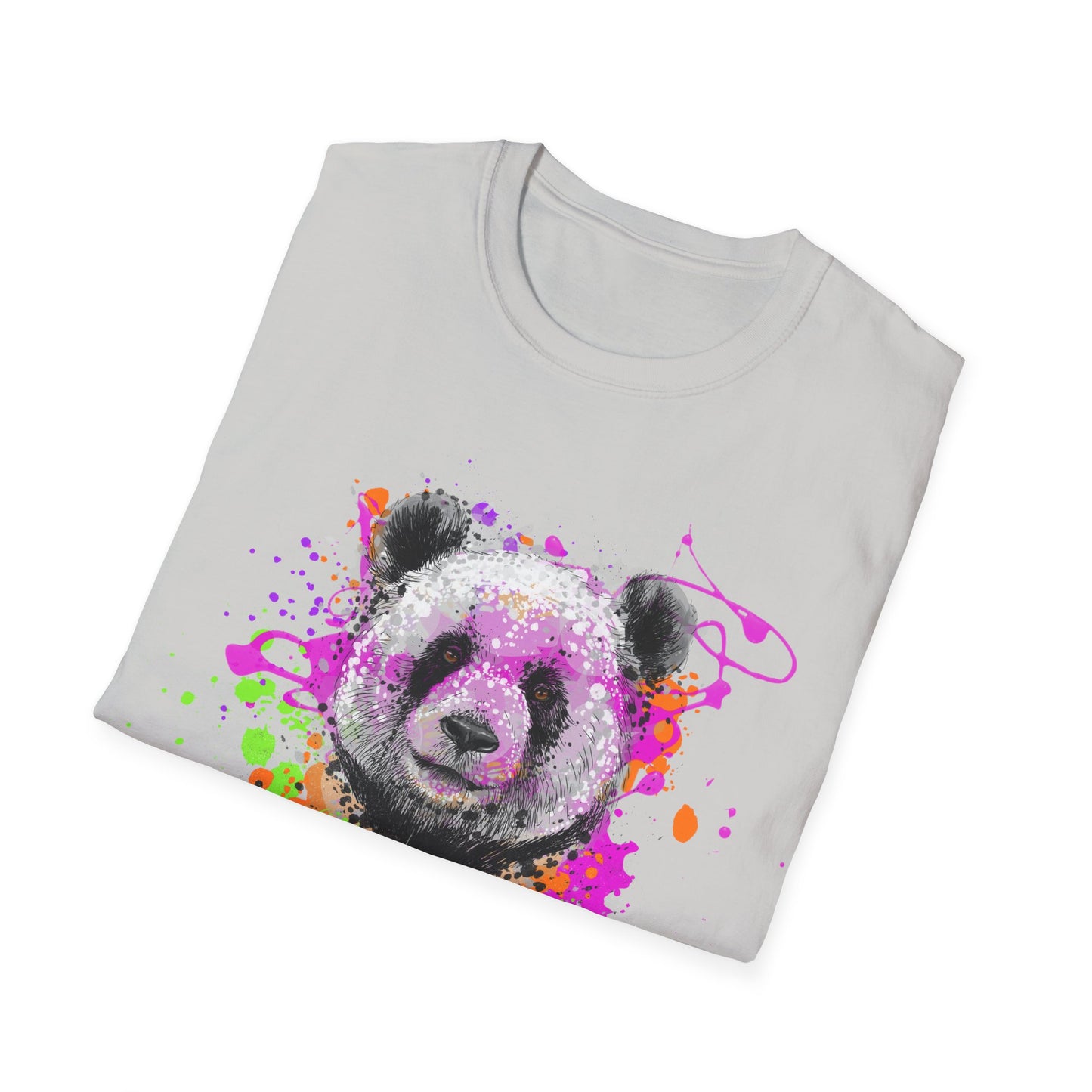 Unisex Softstyle T-Shirt Black and White Panda