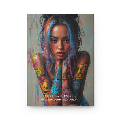 Hardcover Journal Matte - Tattooed Woman Digital Art, A5