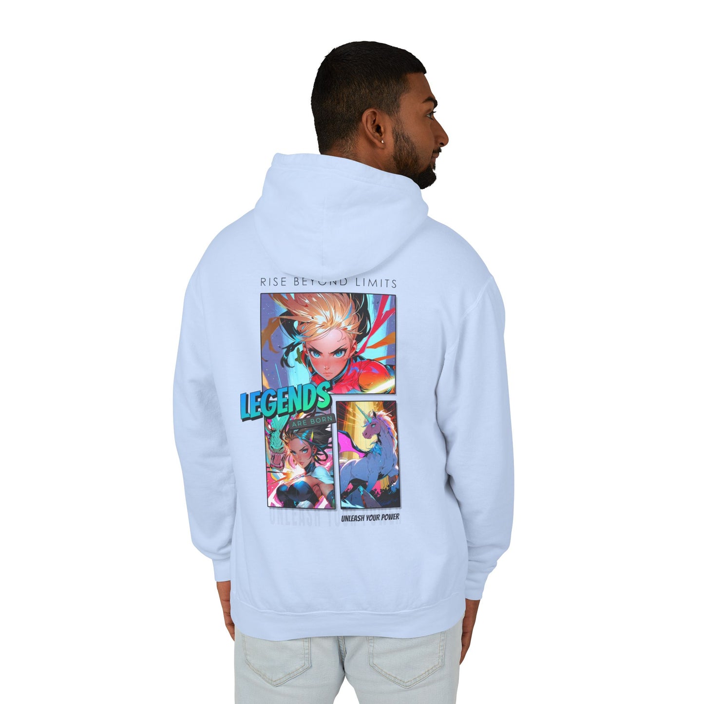 Legends Anime Collage Hoodie — "Rise Beyond Limits" Graphic Sweatshirt