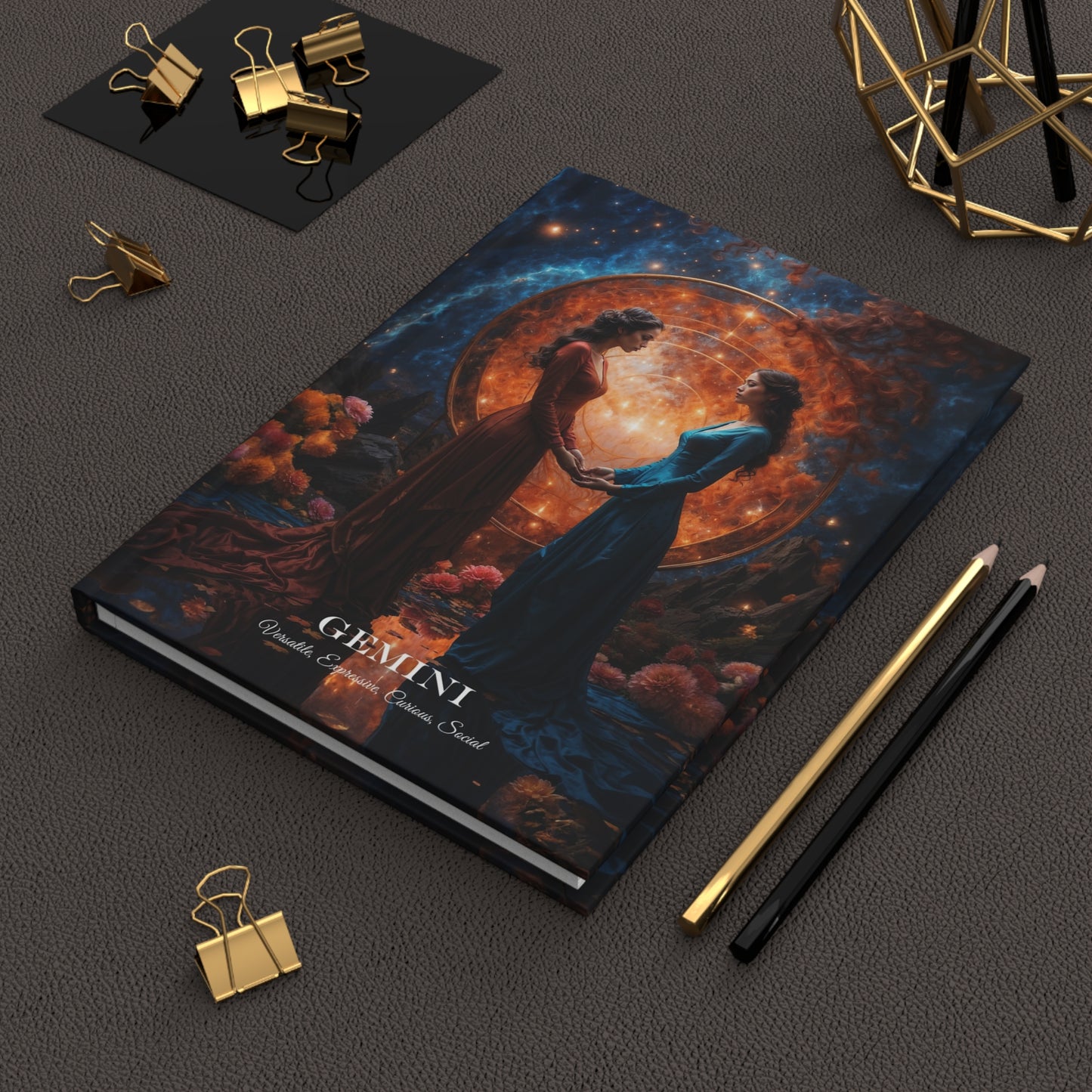 Hardcover Journal Matte - Gemini Zodiac Sign Astrology Diary Notebook A5