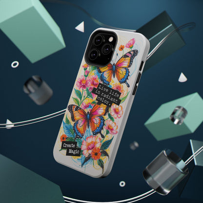 iPhone Cases - Colorful Butterfly and Flower Sketch - Impact-Resistant Cases