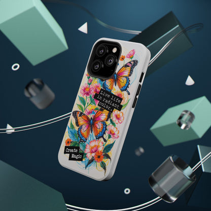 iPhone Cases - Colorful Butterfly and Flower Sketch - Impact-Resistant Cases