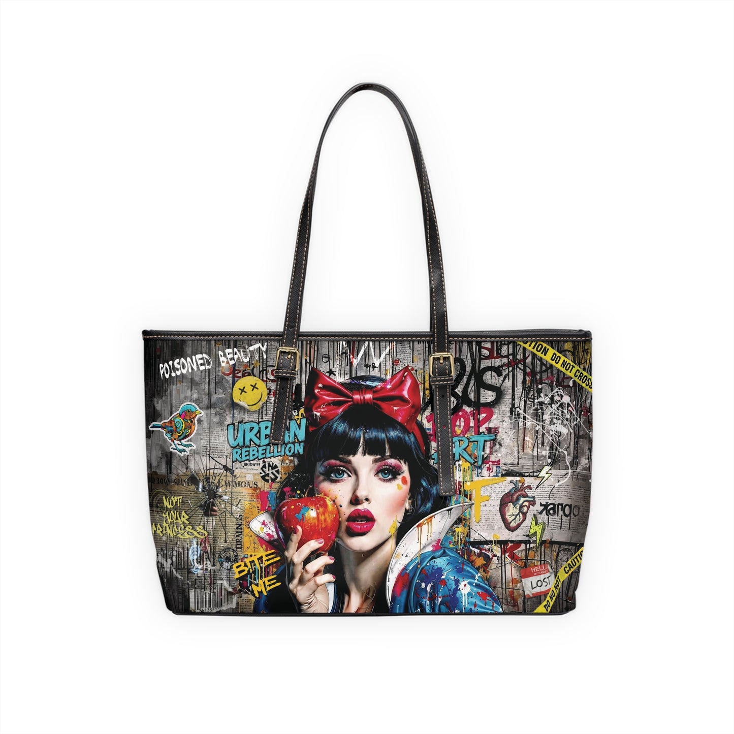 Urban Pop Art PU Shoulder Bag — Graffiti Snow White Illustration